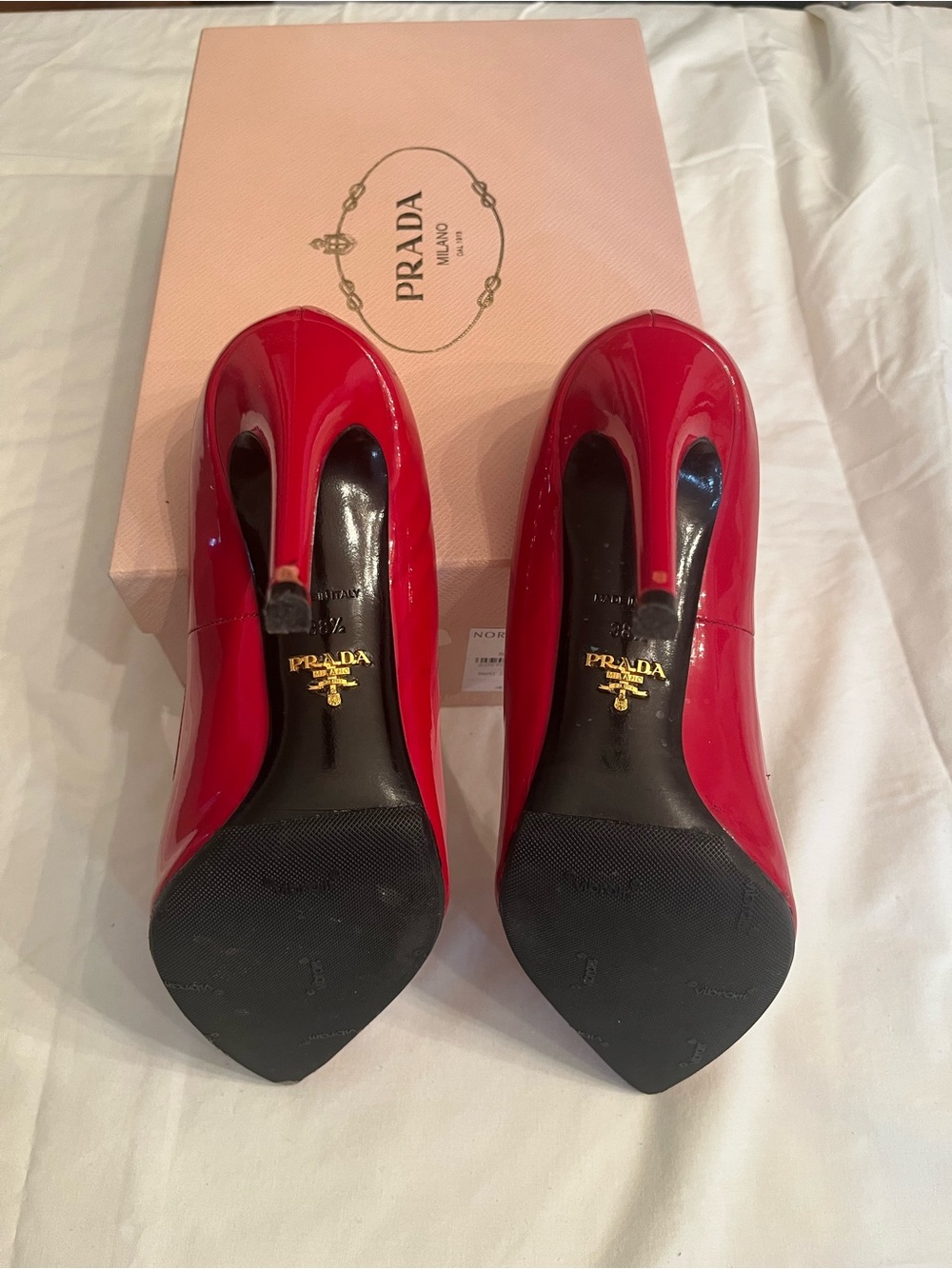 Prada Red Patent Pointed-Toe Pumps - Picture 5 of 7